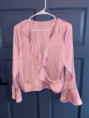 A new day Lavender Ruffle Wrap Blouse